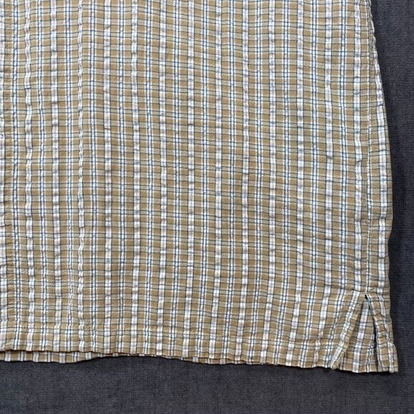 Columbia Mens XL Short-Sleeve Plaid Button-Up Shirt Beige & White 100% Cotton - Picture 7 of 12